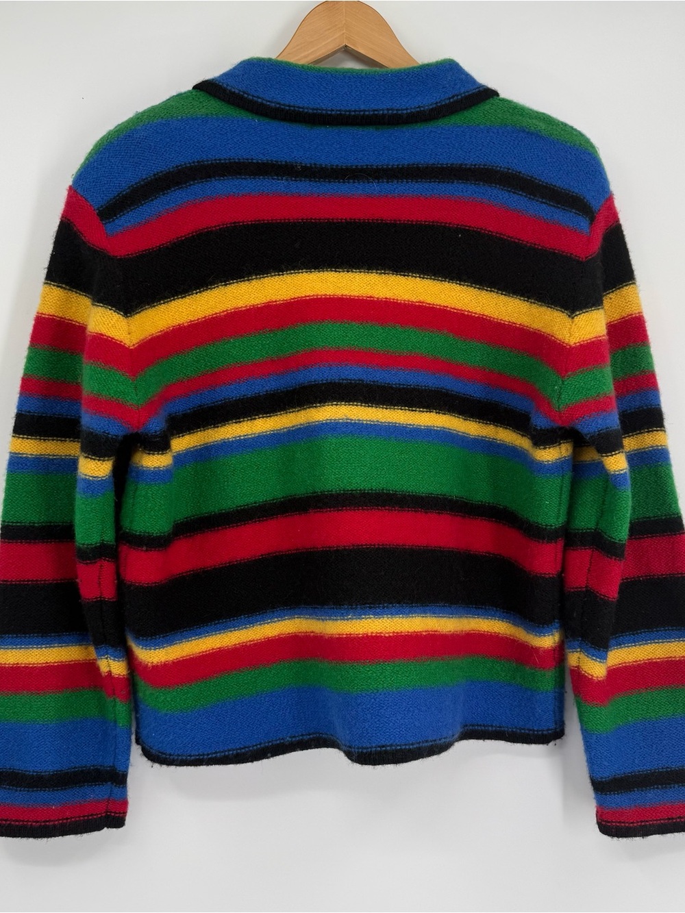 Vintage Talbots Womens Small Wool Striped Cardigan Sweater Rainbow button - Picture 8 of 10